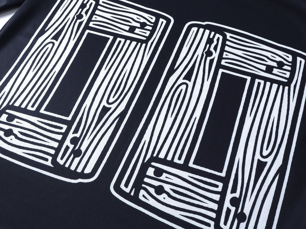 MIXED EMOTION V-Neck Jersey-Style Long-Sleeve T-Shirt — detail