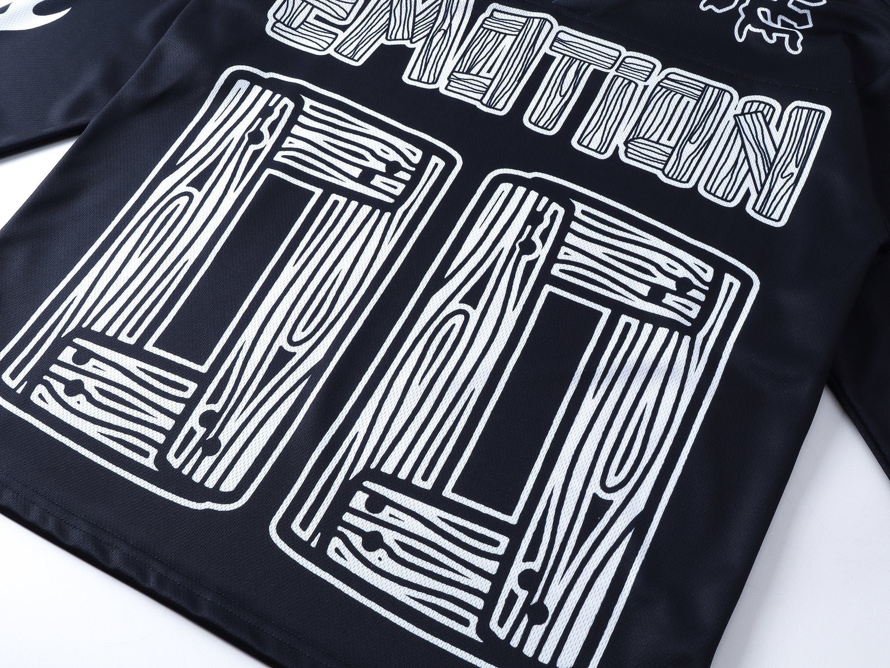 MIXED EMOTION V-Neck Jersey-Style Long-Sleeve T-Shirt — detail