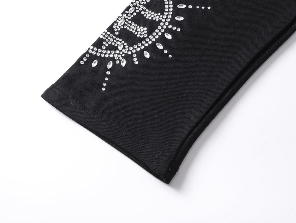 MIXED EMOTION Rhinestone Circle Graphic Sweatpants — detail