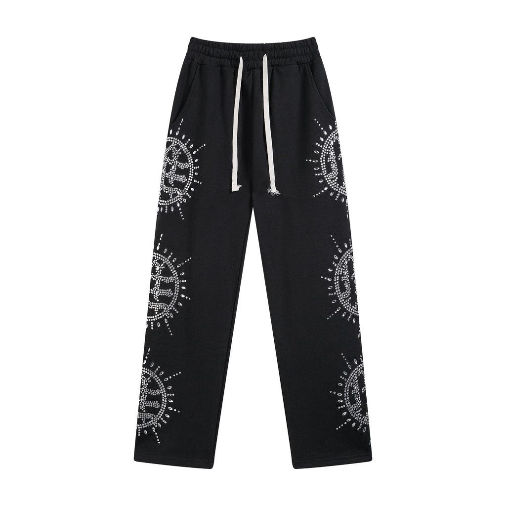 MIXED EMOTION Rhinestone Circle Graphic Sweatpants — hero
