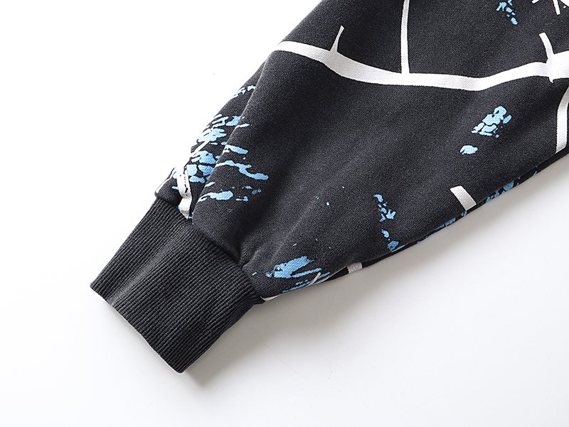 MIXED EMOTION Washed Black Graphic Zip Hoodie — detail