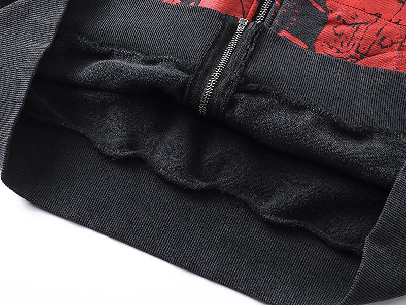 MIXED EMOTION Red Graphic Zip Hoodie — detail
