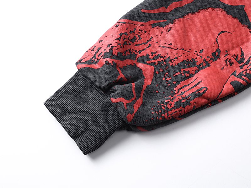MIXED EMOTION Red Graphic Zip Hoodie — detail