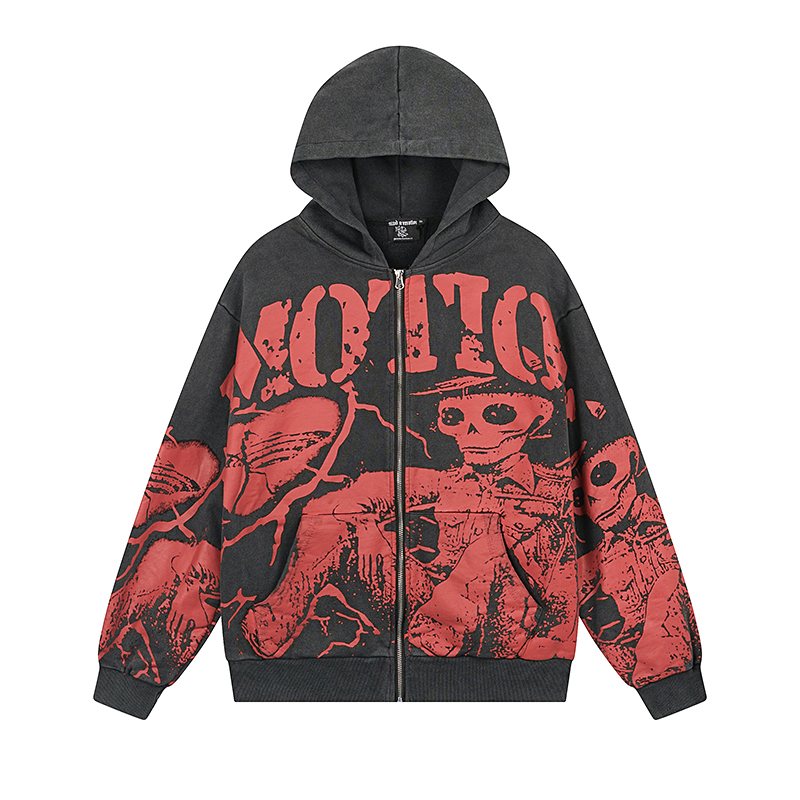 MIXED EMOTION Red Graphic Zip Hoodie — hero