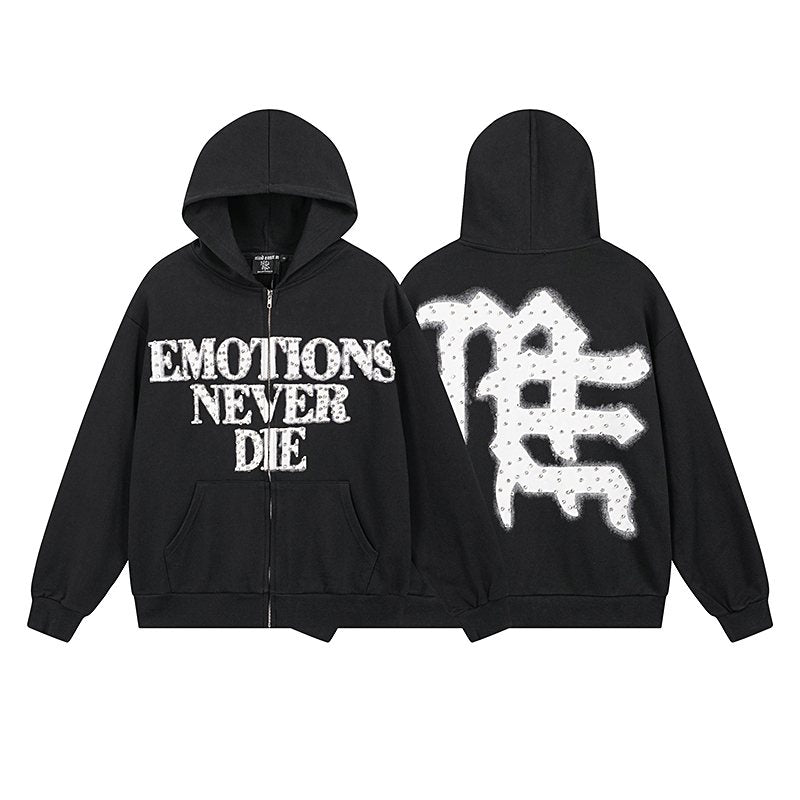 MIXED EMOTION Back Graphic Zip Hoodie — hero