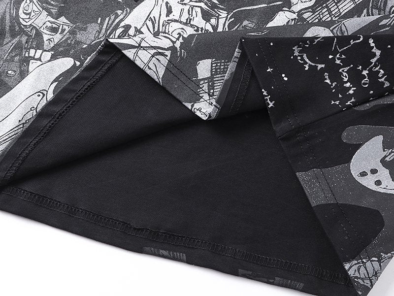 MIXED EMOTION Black All-Over Graphic Long-Sleeve T-Shirt — detail