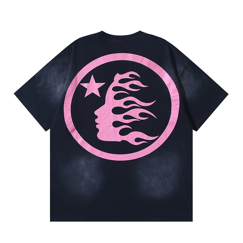 Hellstar Pink Rhinestone Graphic Black T-Shirt — back
