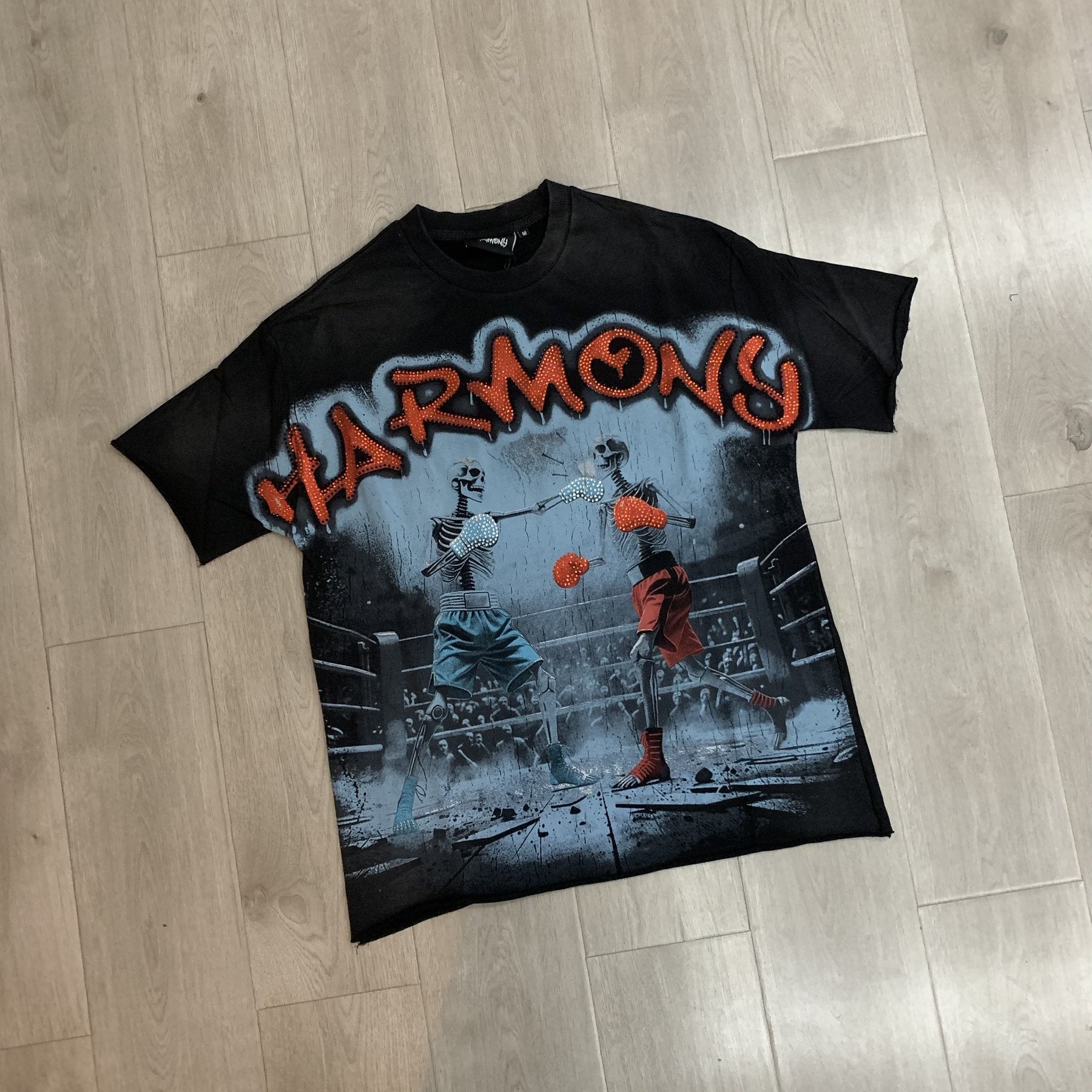 HARMONY Boxing Skeleton Graphic T-Shirt — front