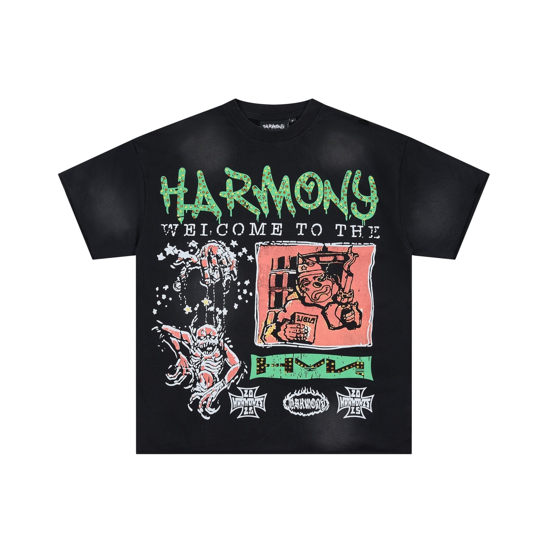 HARMONY Raw-Edge Graphic T-Shirt — front