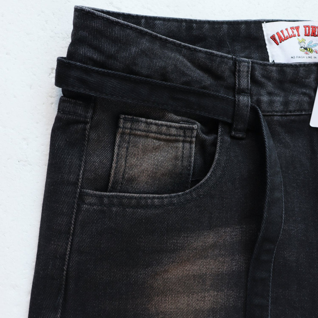 Valley Dreams Black Washed Splatter Wide-Leg Jeans — detail