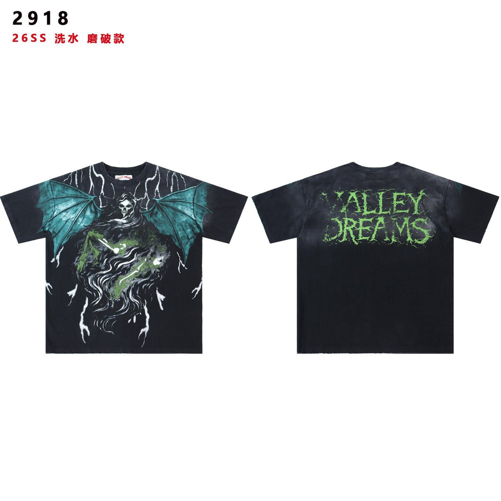 Valley Dreams Gothic Bat Skull Graphic T-Shirt — hero