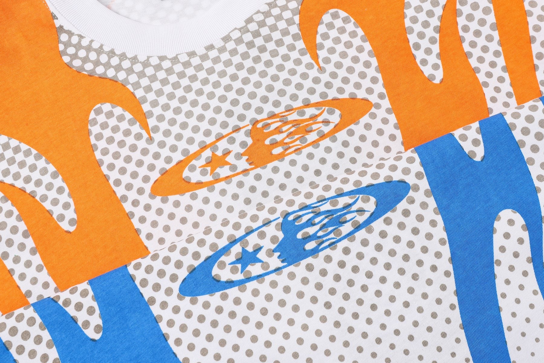 Hellstar Orange Flame Graphic T-Shirt — fabric_closeup