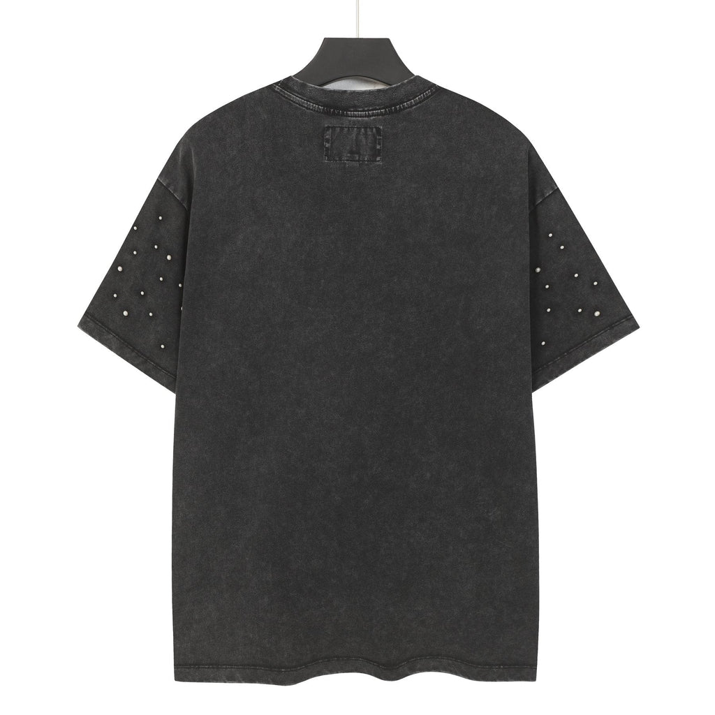 Godspeed Hooded Skull Graphic Studded-Sleeve T-Shirt — back