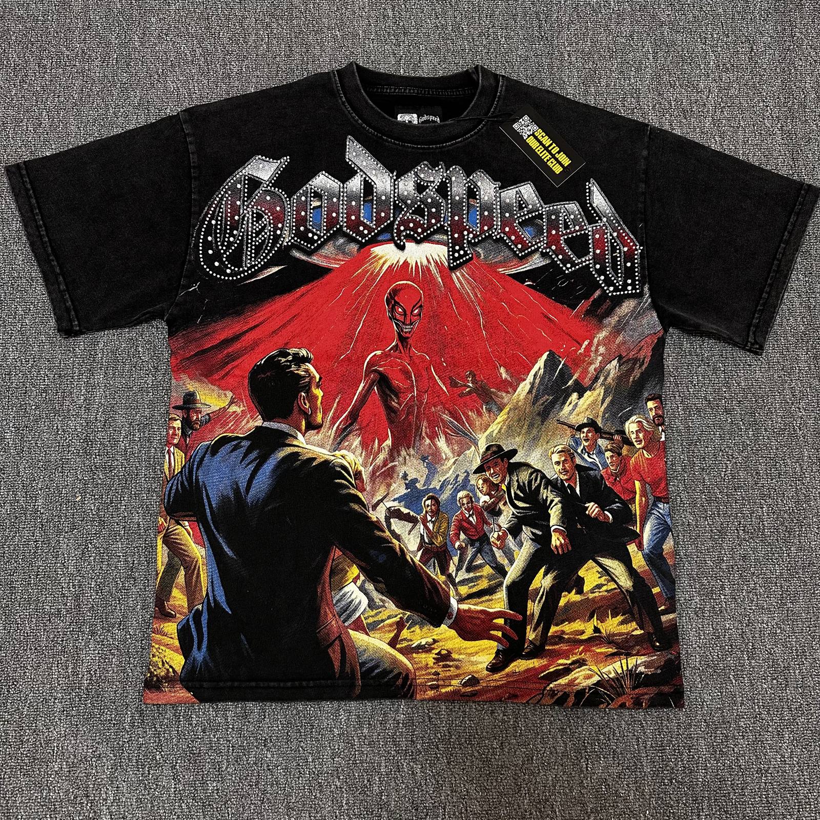 Godspeed Alien Graphic Washed Black T-Shirt — hero