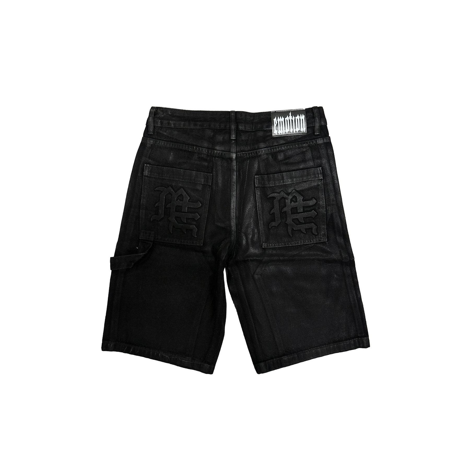 Mixed Emotion Black Logo Cargo Shorts — back