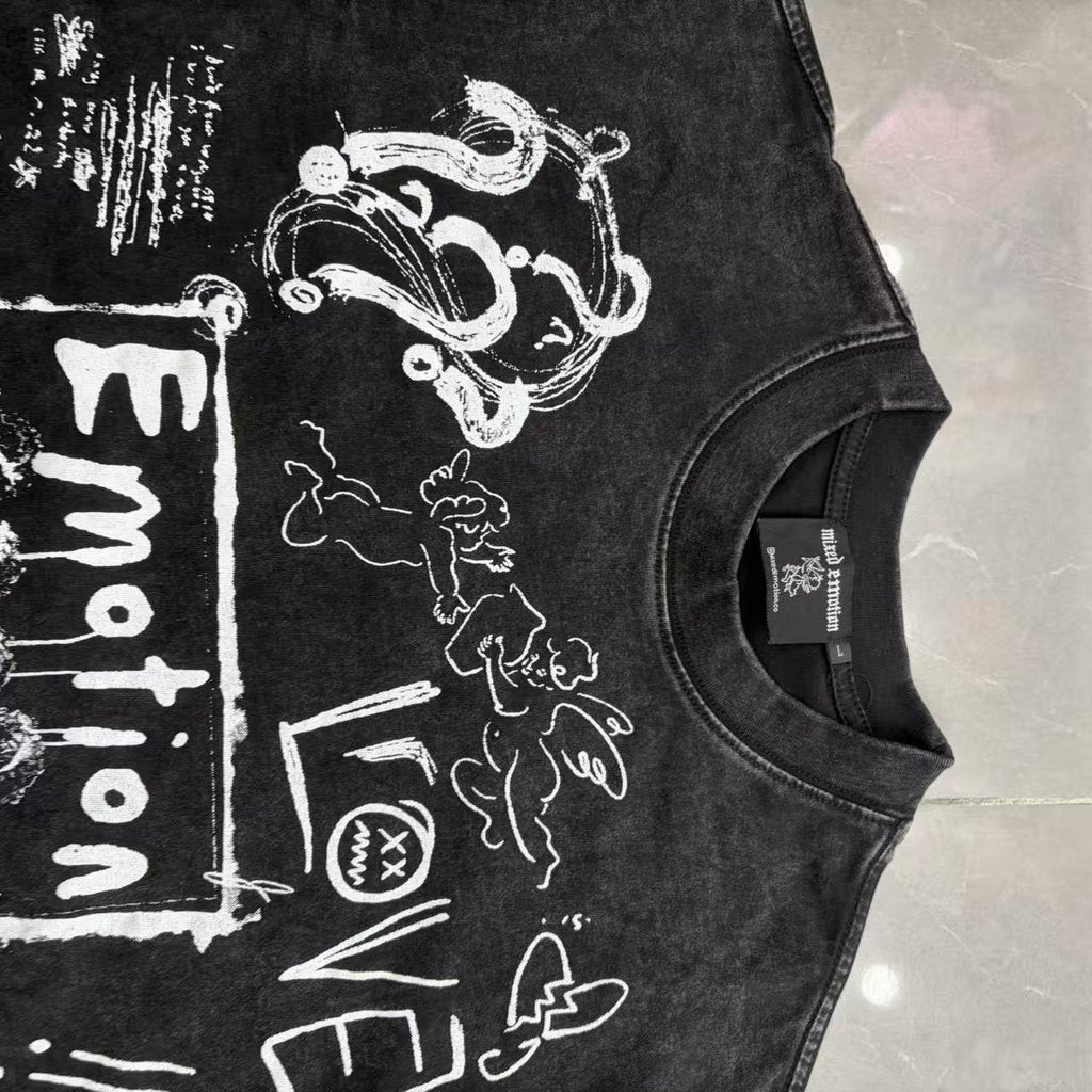 Mixed Emotion Love Hate Dream Graphic T-Shirt — detail