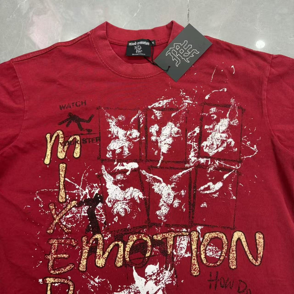 Mixed Emotion Warning Graphic Short-Sleeve T-Shirt — detail
