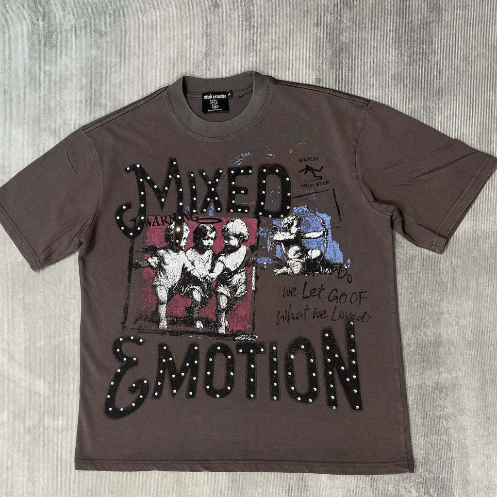 Mixed Emotion Warning Graphic Short-Sleeve T-Shirt — front