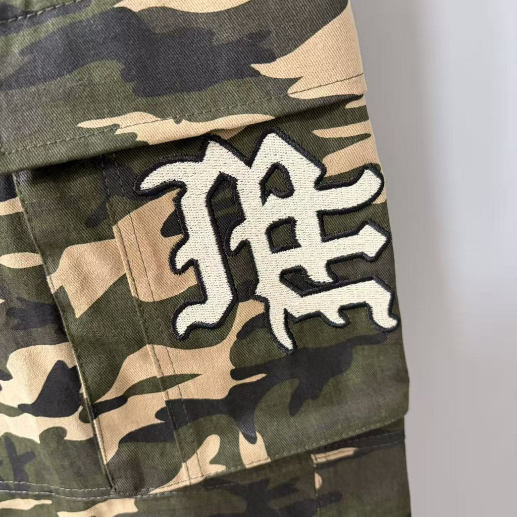 Mixed Emotion Camouflage Cargo Pants — detail