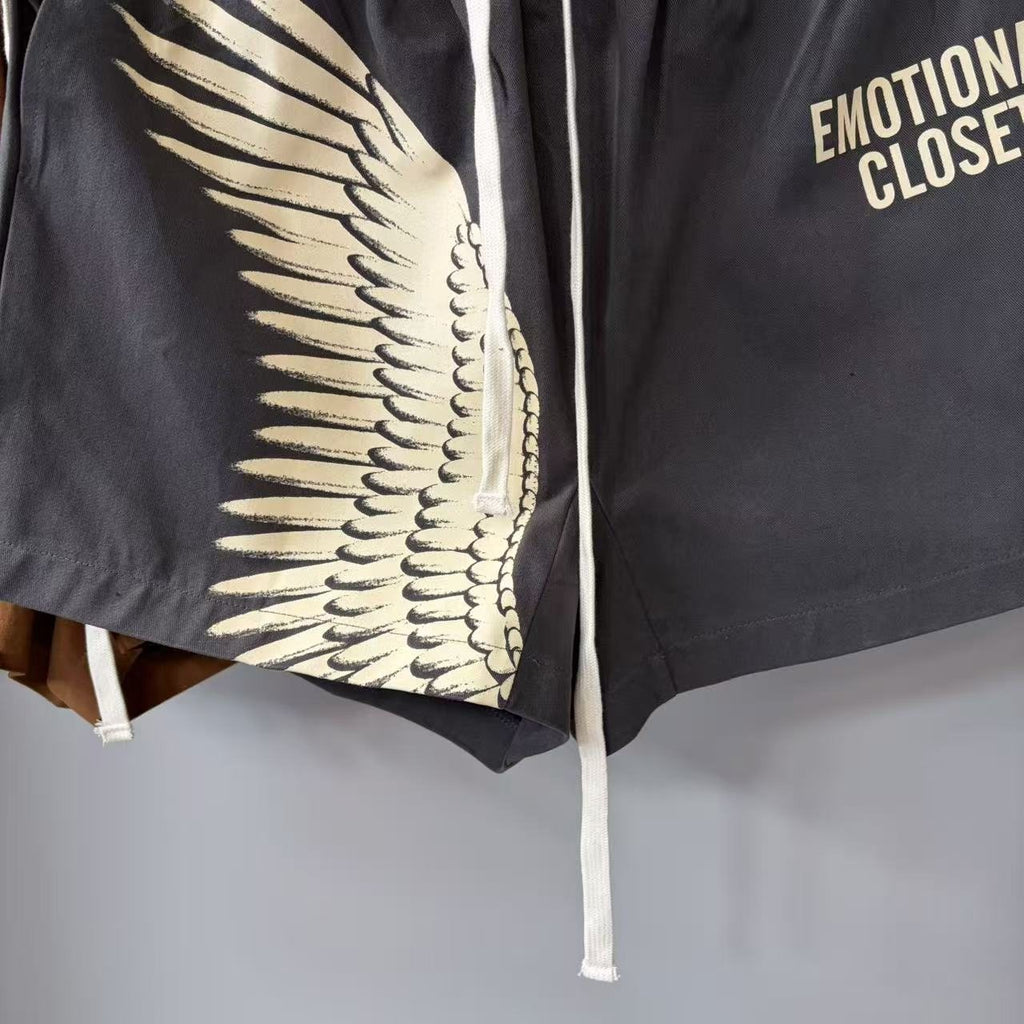 Emotional Closet Wing Graphic Drawstring Shorts — detail