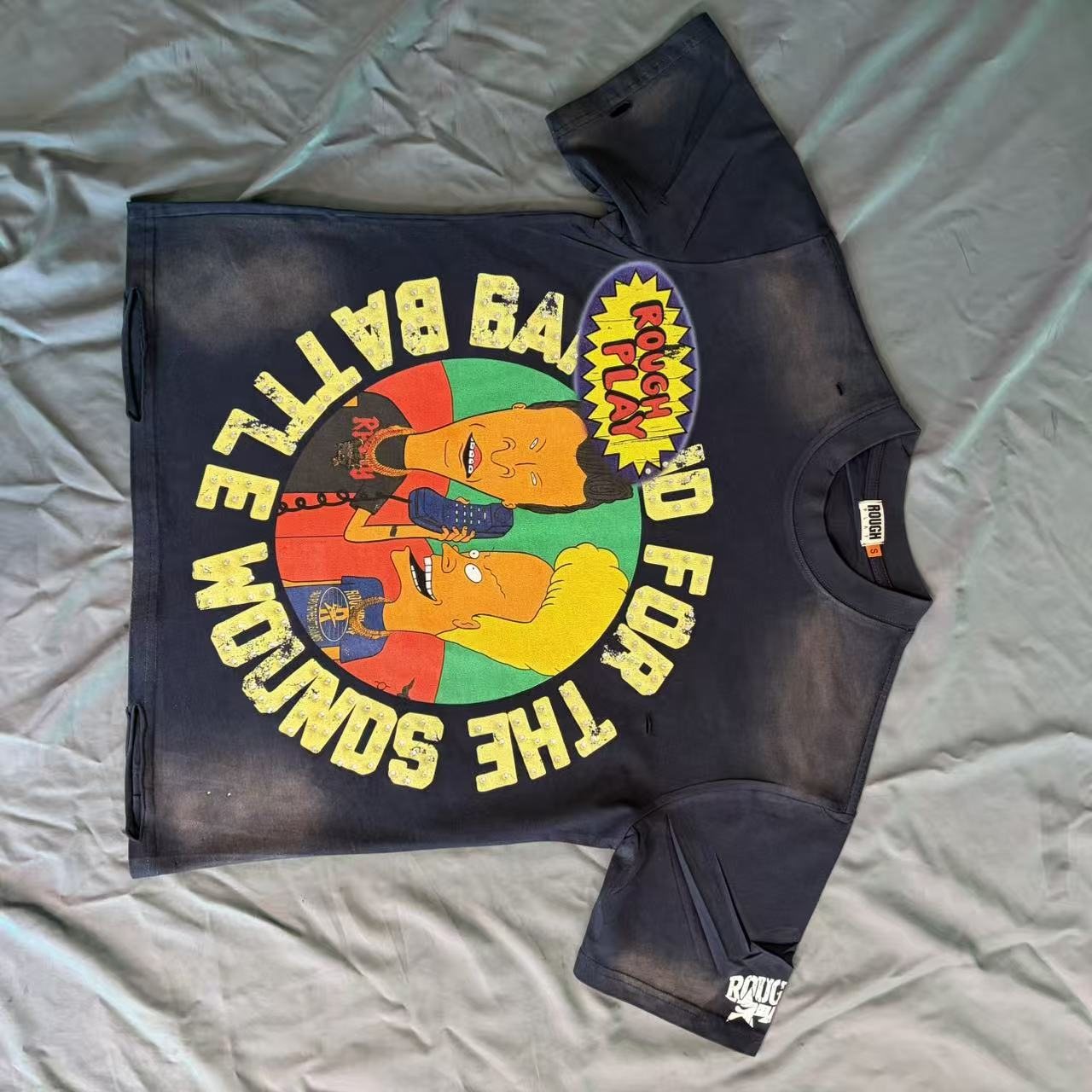 Rough Play Battle Wounds Graphic T-Shirt - Black — front