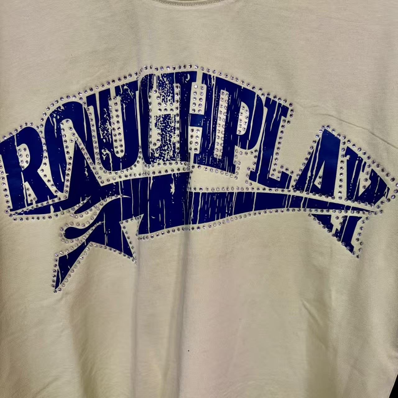 Rough Play Rhinestone Letter Graphic T-Shirt — detail