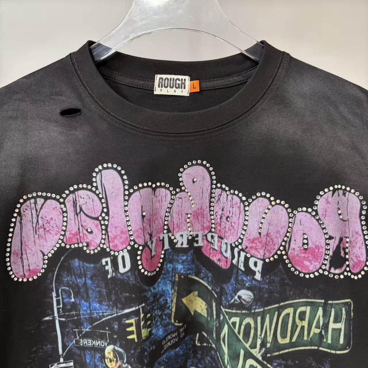 Rough Play Car & Road Sign Graphic T-Shirt — neck_label