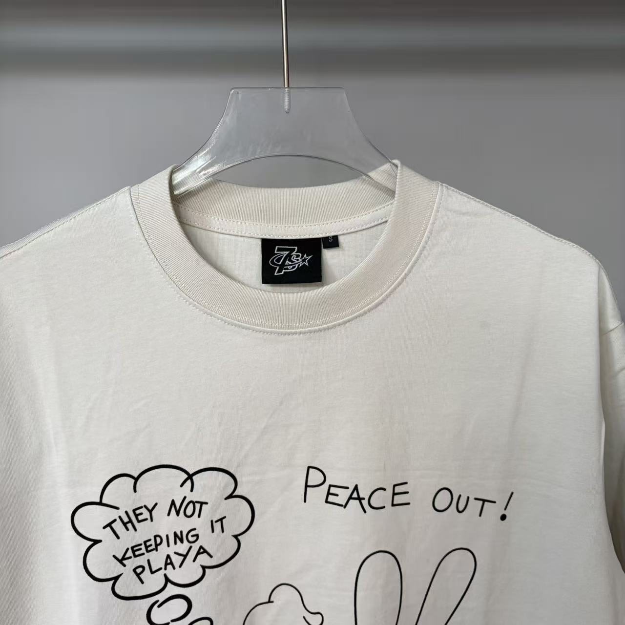 TRIPLE SEVENS S13 Hand-Print Graphic T-Shirt — neck_label