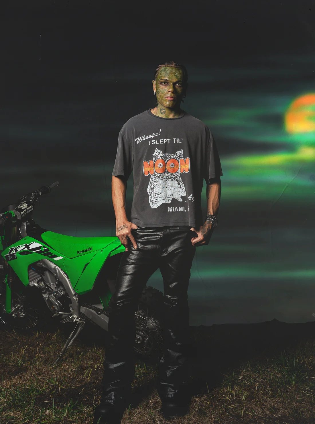 TRIPLE SEVENS Washed Black Front & Back Graphic T-Shirt — context
