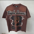 Triple Sevens Brown Front & Back Graphic T-Shirt — hero