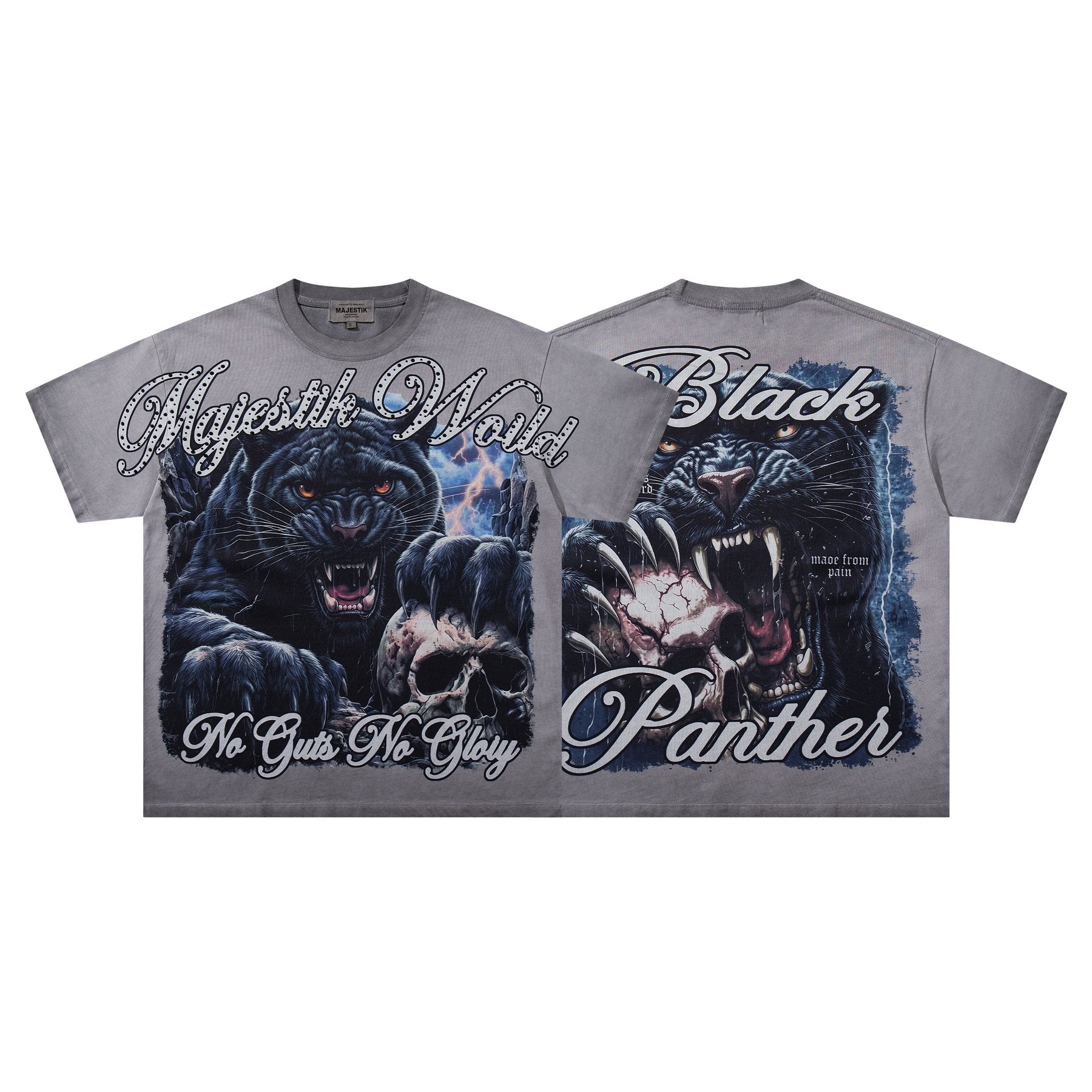 MAJESTIK Panther Skull Graphic T-Shirt — context