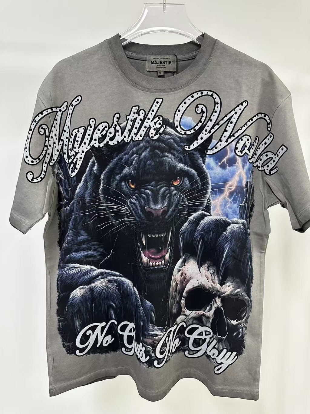 MAJESTIK Panther Skull Graphic T-Shirt — front