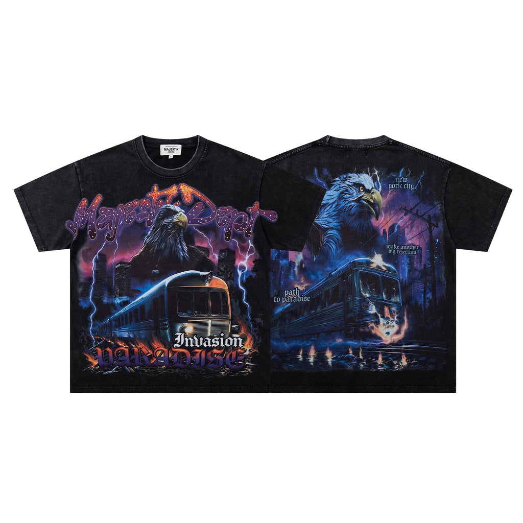 MAJESTIK Washed Black Rhinestone Graphic T-Shirt — hero