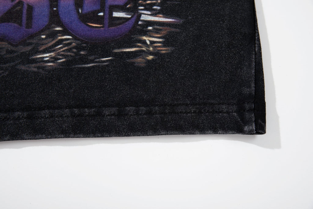 MAJESTIK Washed Black Rhinestone Graphic T-Shirt — detail