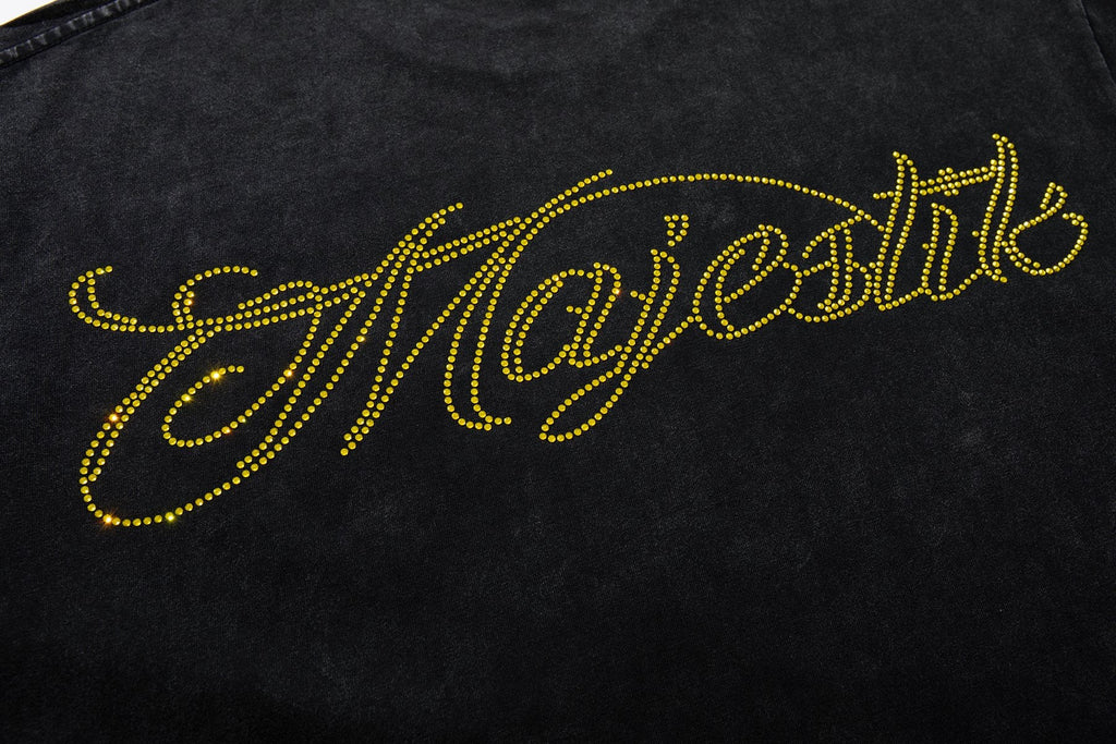 MAJESTIK Racing Graphic Washed Black T-Shirt — detail
