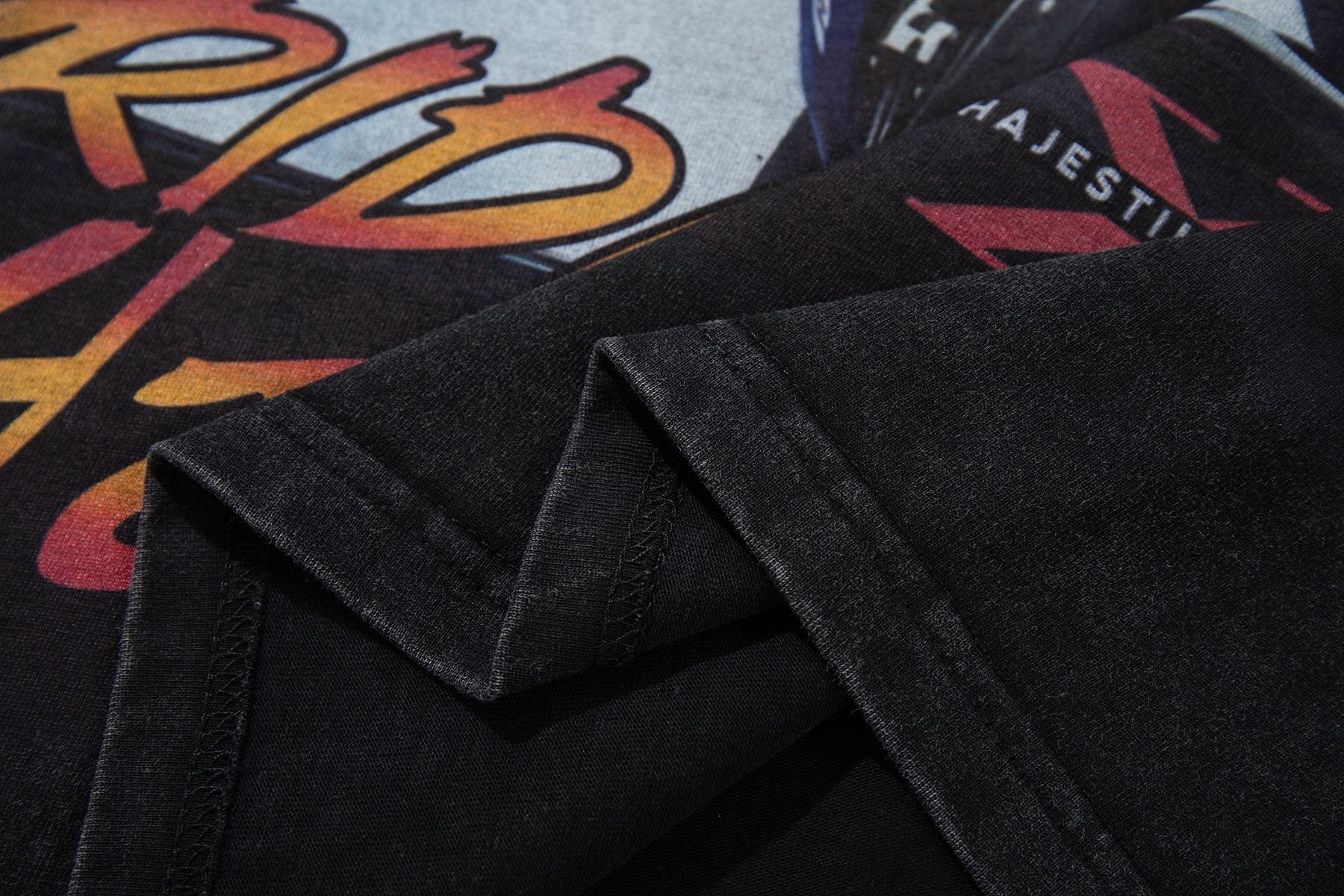 MAJESTIK Racing Graphic Washed Black T-Shirt — detail