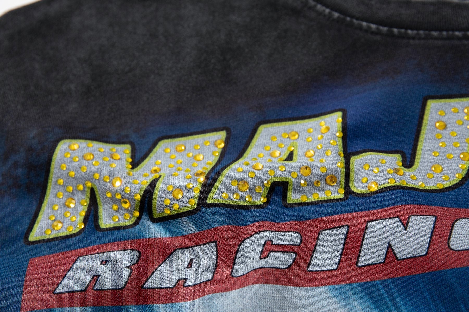 MAJESTIK Racing Graphic Washed Black T-Shirt — detail