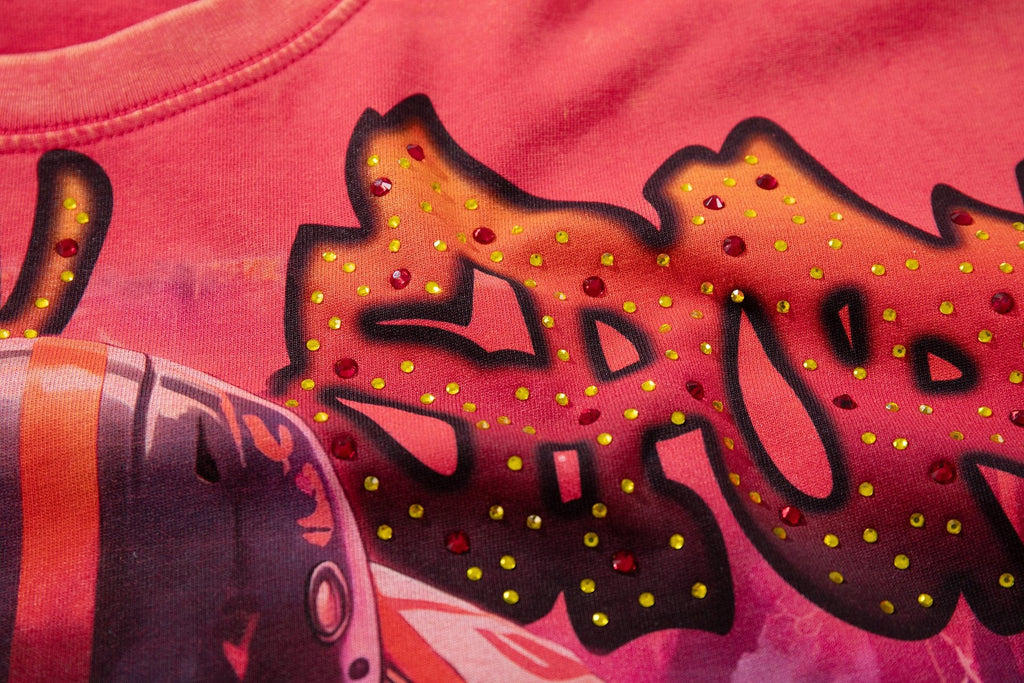MAJESTIK Football Graphic Washed Short-Sleeve T-Shirt — detail