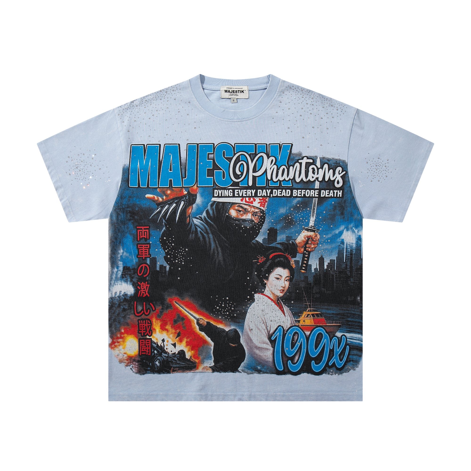 MAJESTIK Washed Rhinestone Graphic T-Shirt — hero