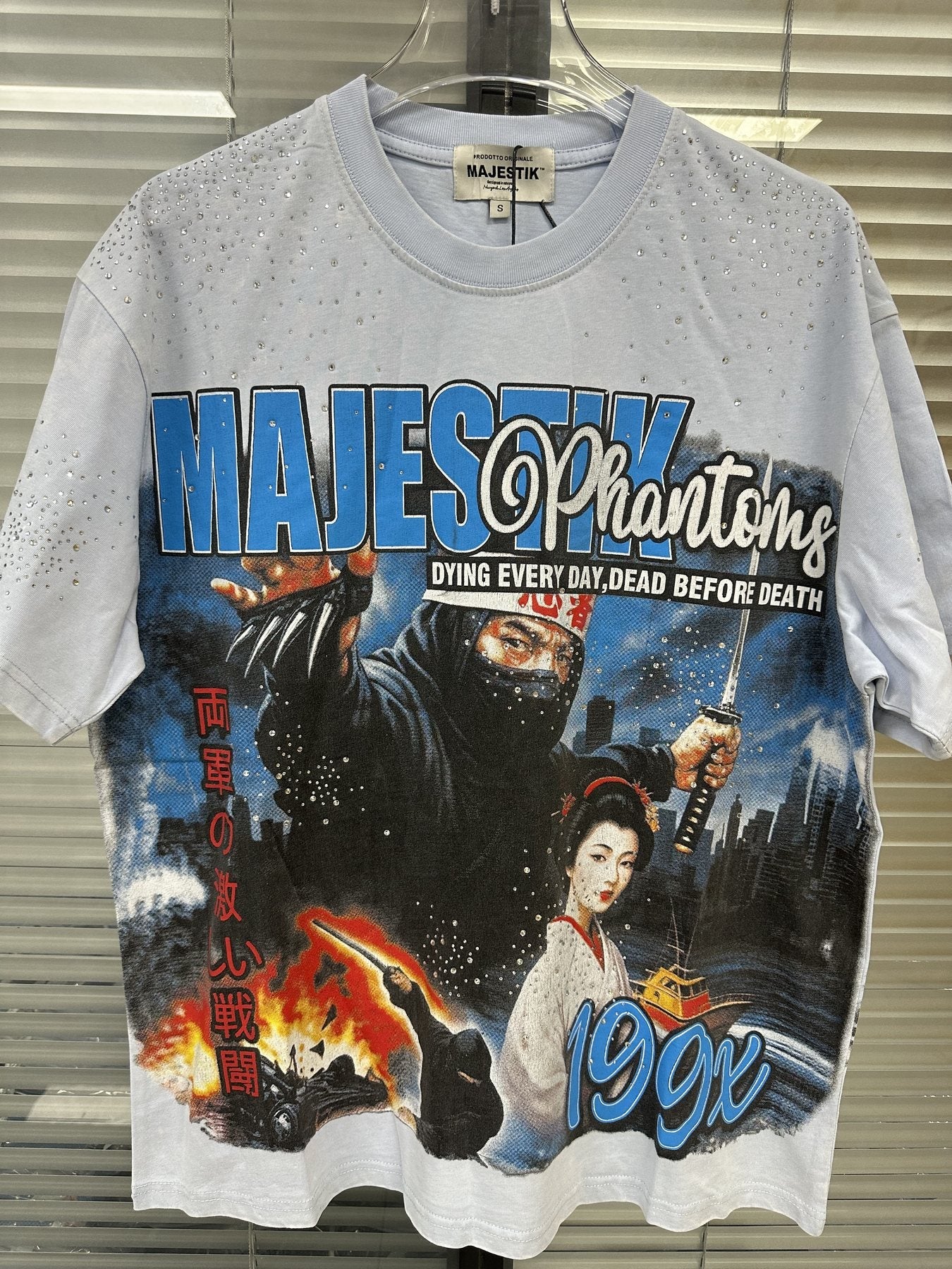 MAJESTIK Washed Rhinestone Graphic T-Shirt — context