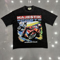 MAJESTIK Washed Black Motorcycle Graphic T-Shirt — hero