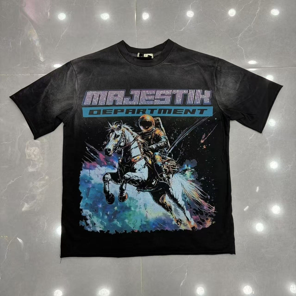 MAJESTIK Astronaut Horse Graphic T-Shirt — hero
