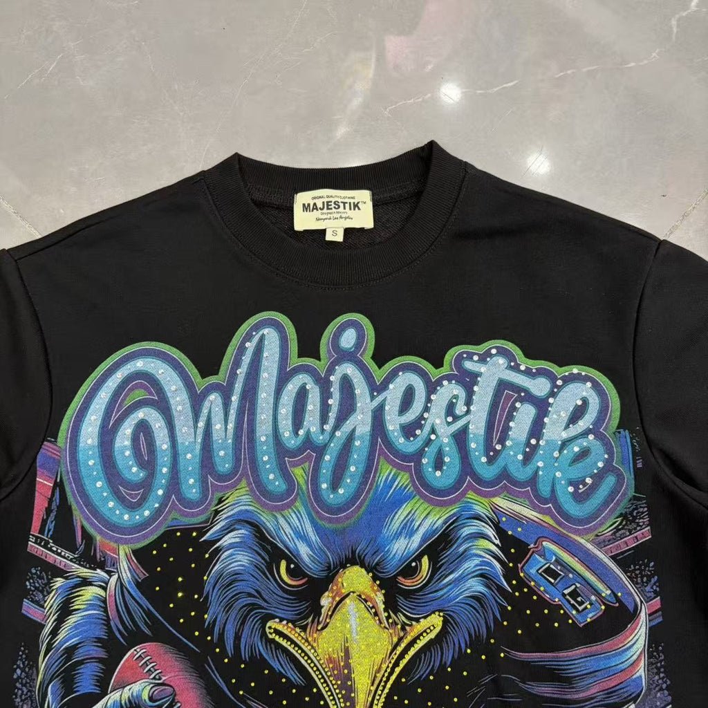MAJESTIK Eagle Script Graphic Short-Sleeve T-Shirt — detail