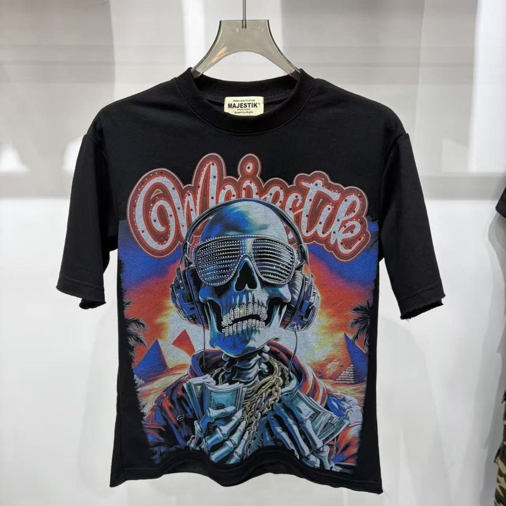 MAJESTIK Skull Headphones Graphic T-Shirt — hero