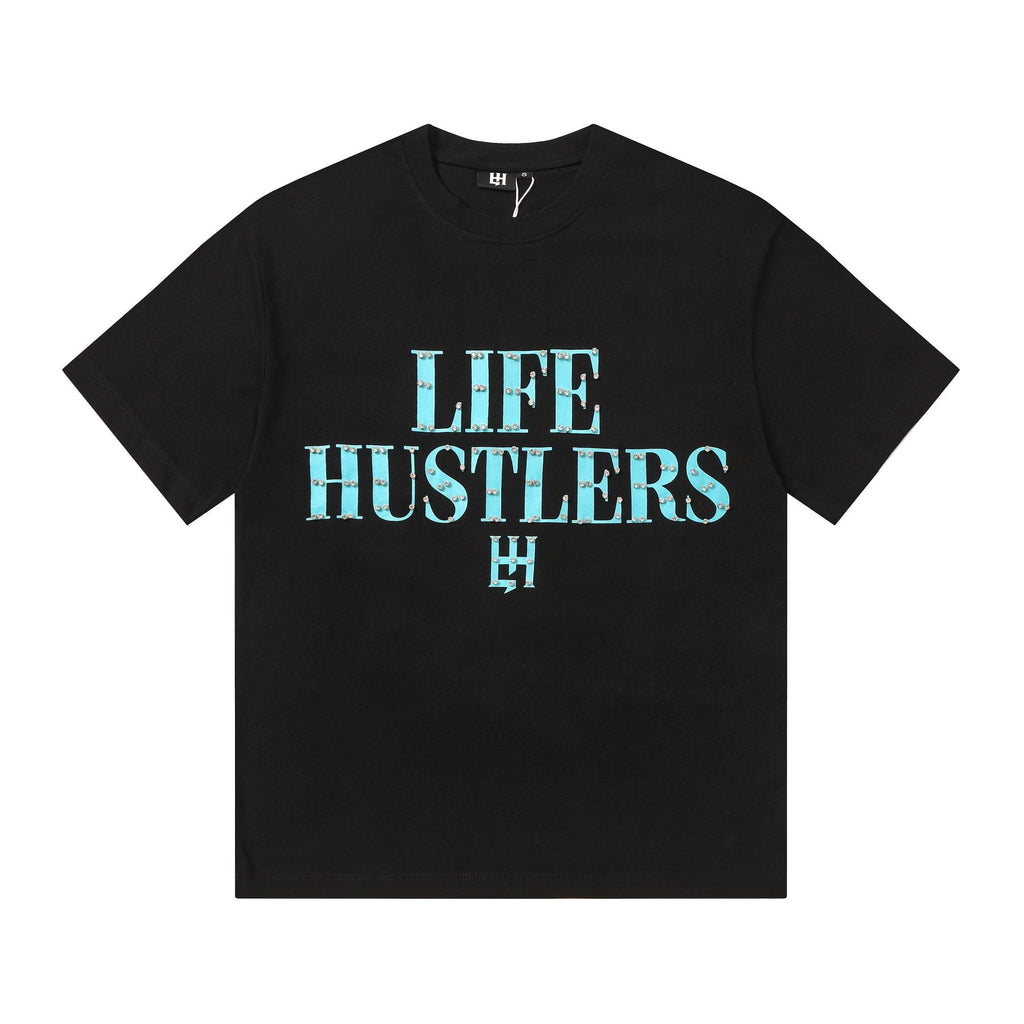 Life Hustlere Blue HH Graphic T-Shirt — front