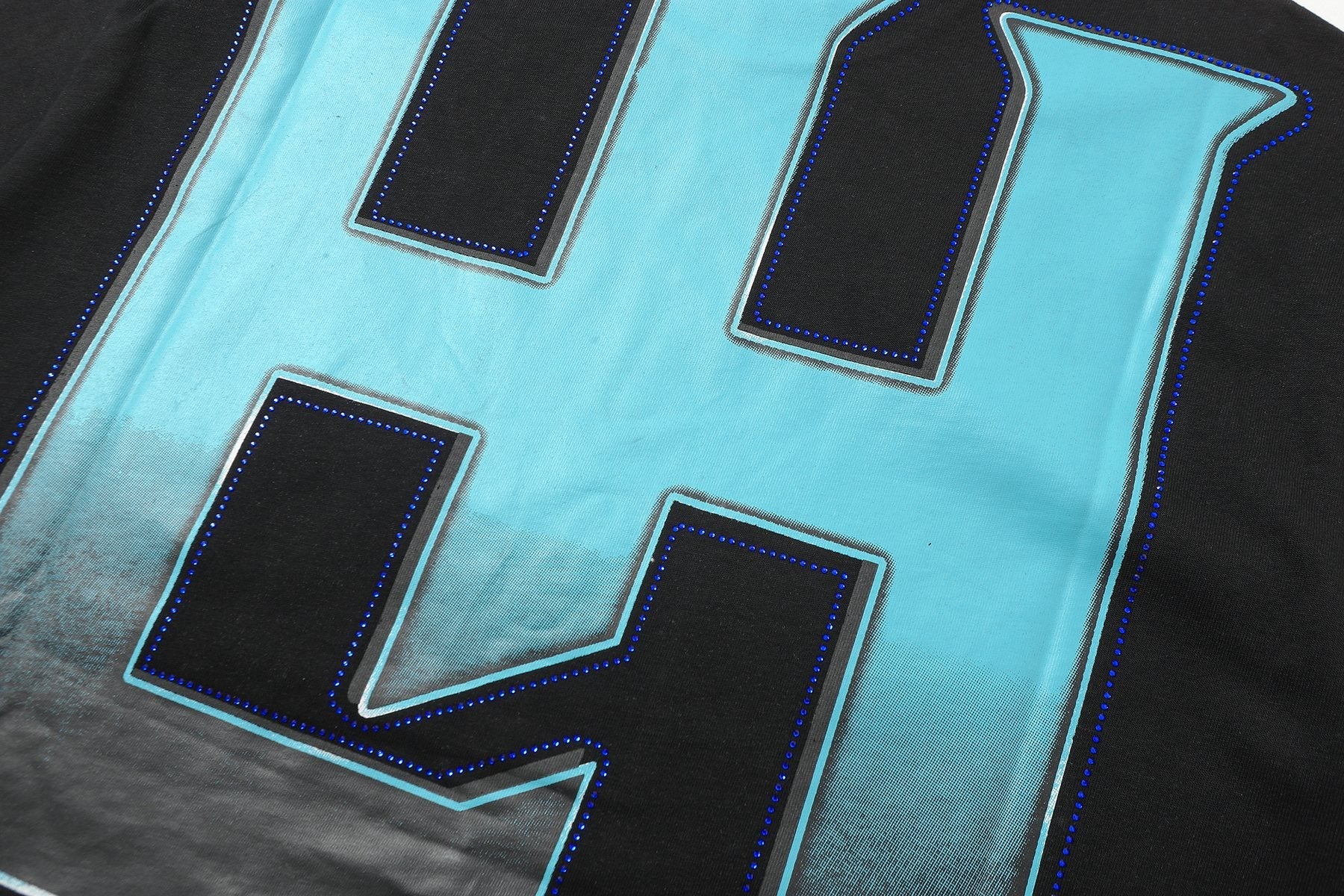 Life Hustlere Blue & White Graphic Black T-Shirt — detail