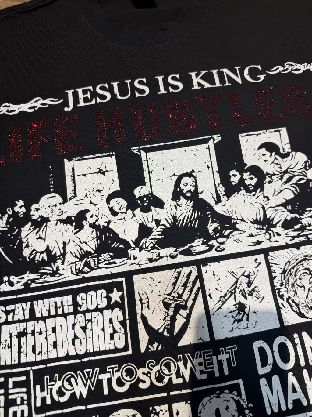 Life Hustlere Jesus Is King Graphic Short-Sleeve T-Shirt — detail