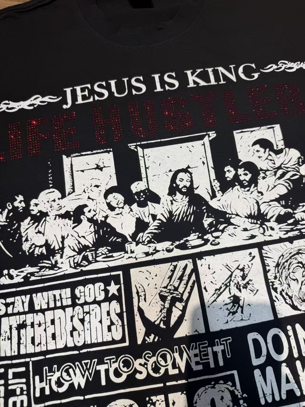 Life Hustlere Jesus Is King Graphic Short-Sleeve T-Shirt — detail