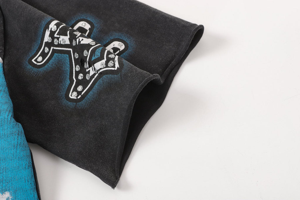 SAINT Washed Black Global Graphic T-Shirt — detail