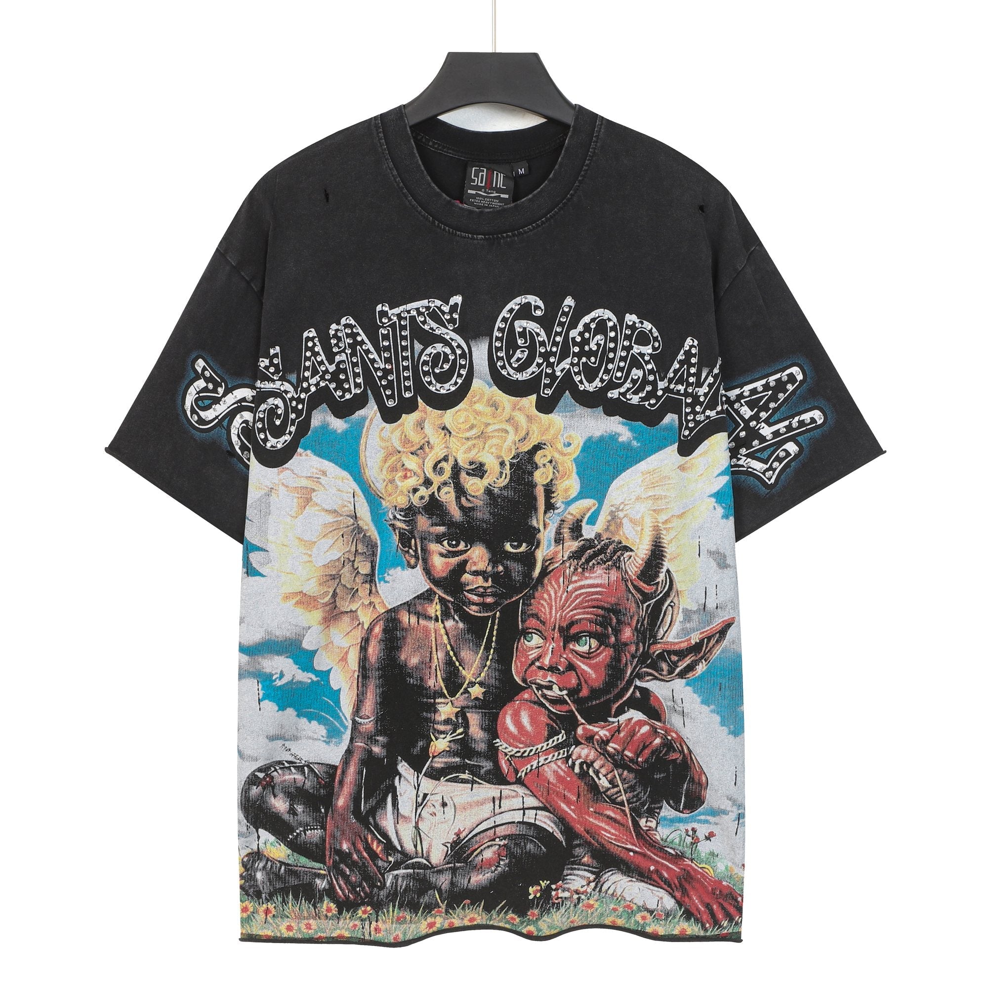 SAINT Washed Black Global Graphic T-Shirt — hero